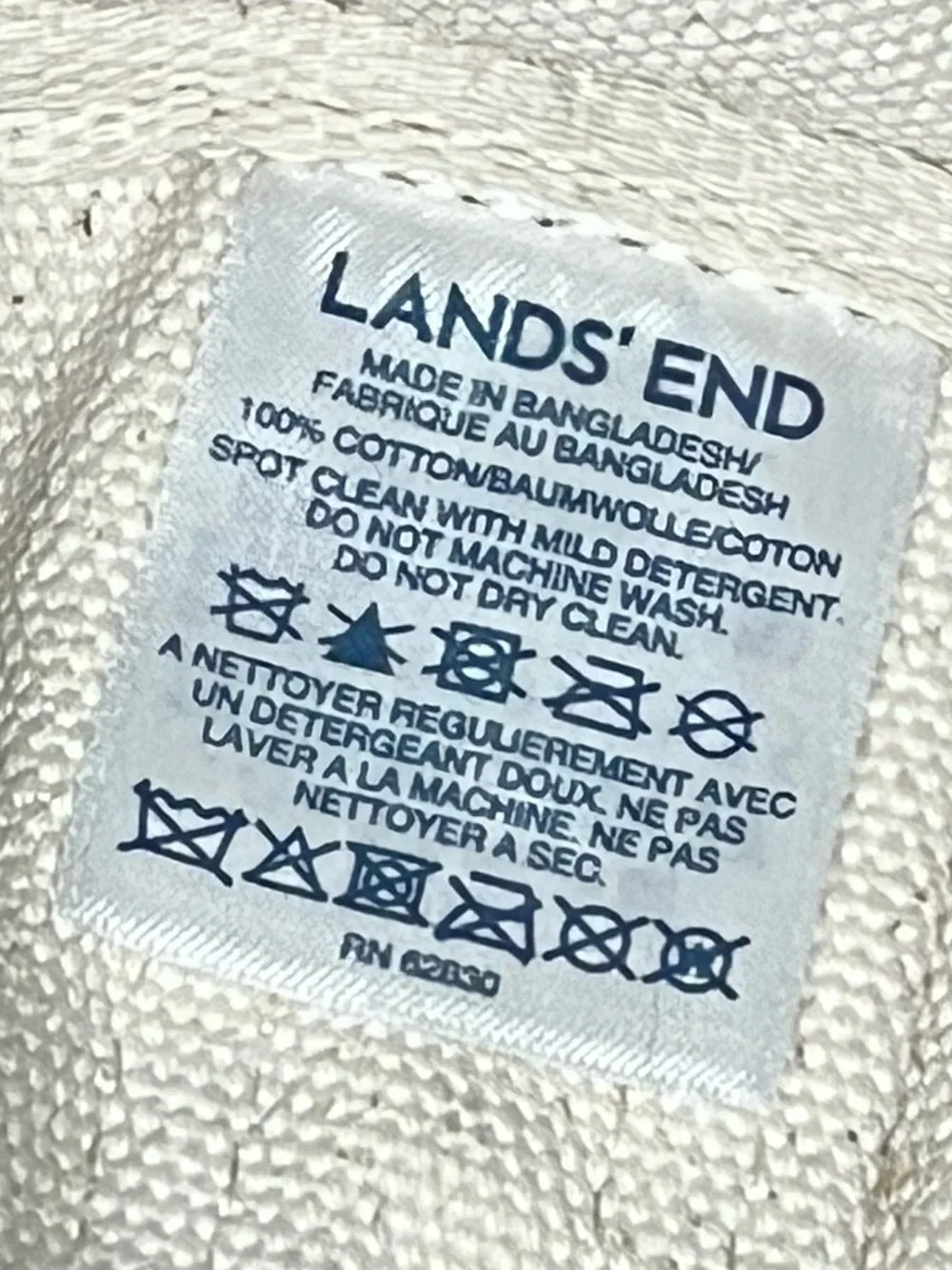 🌻Lands' End Medium Canvas Tote Bag Natural Navy Blue 5 Pocket Open Top Carryall